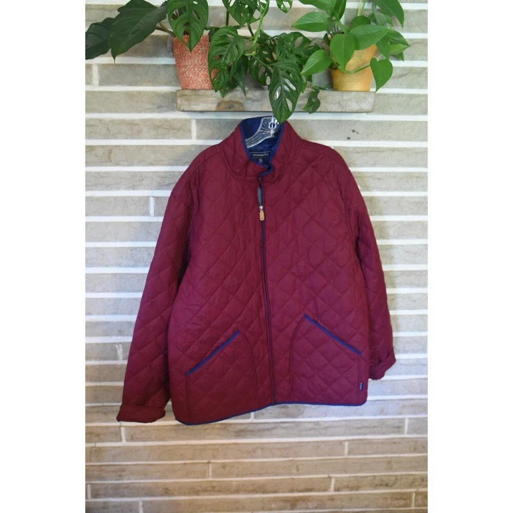 Crown & Ivy Quilted Maroon Jacket Coat with Navy Accents Size XXL Barn Chore